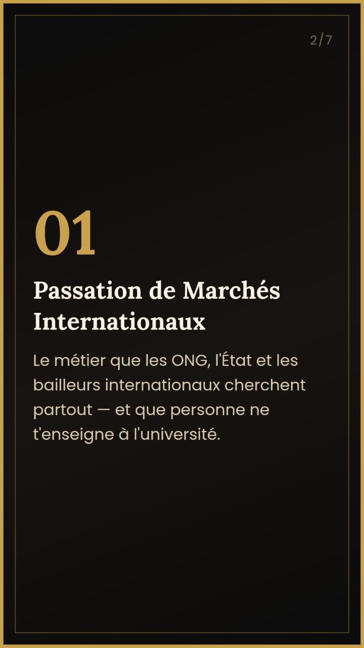 Cours 01 — Passation de Marchés Internationaux